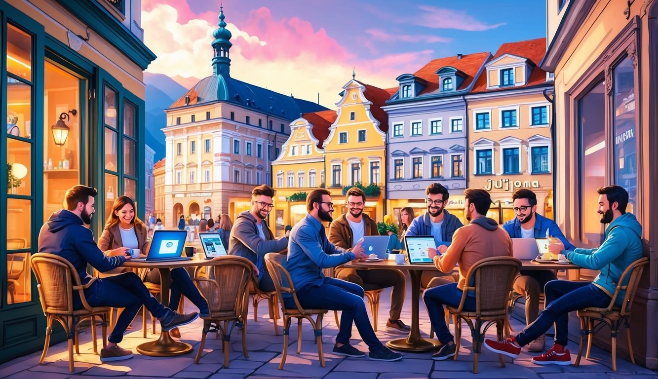 A group of digital nomads gather in a cozy café in Ljubljana, exchanging ideas and collaborating on their latest projects.</p><p>The city's charming architecture and vibrant atmosphere provide the perfect backdrop for their creative endeavors